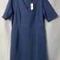 NWT Ann Taylor LOFT Womens Blue Short Sleeve V Neck Zipped Casual Dress Size 12