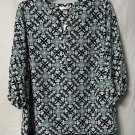 NWT C.J. Banks Womens 3/4 Sleeve Colorful V Neck Top Blouse Shirt Plus Size 1X