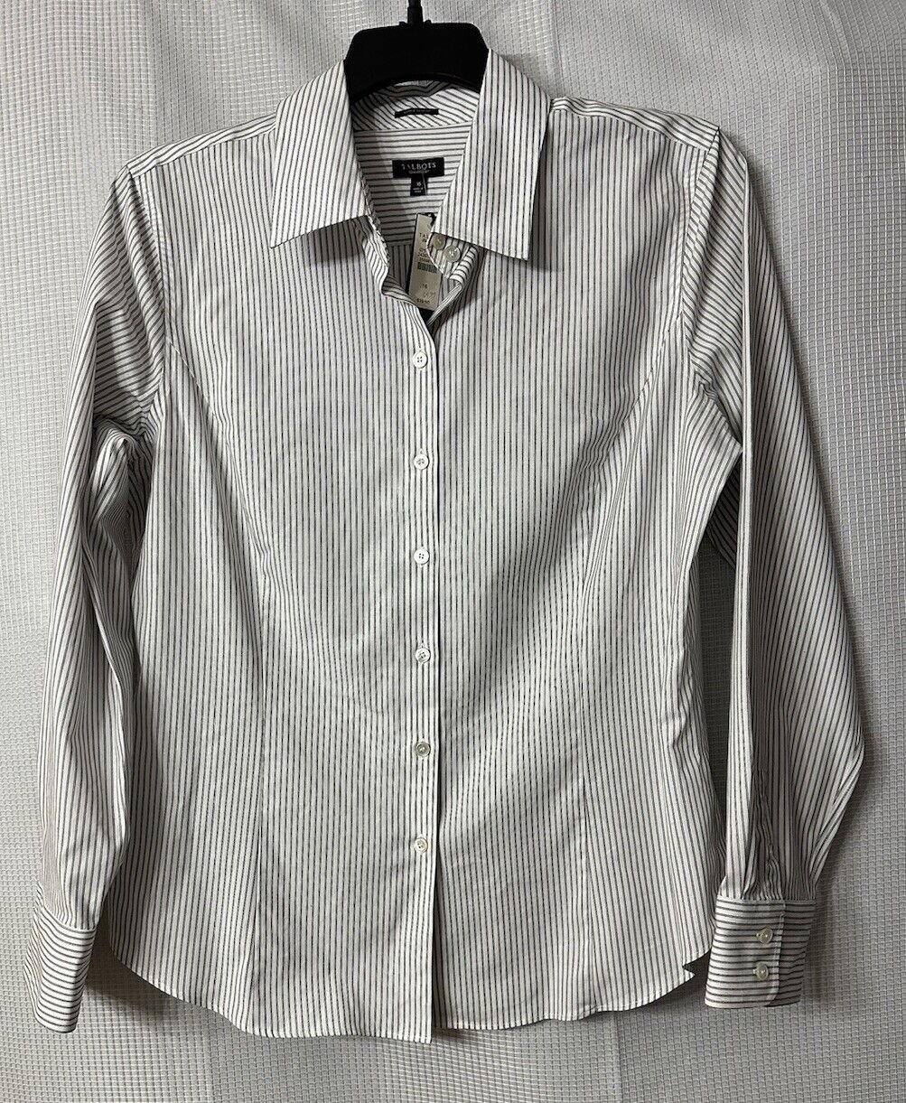 NWT Talbots Womens Long Sleeve Button Up Wrinkle Resistant Shirt Plus Size 16