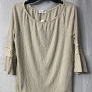 NWT Gilli Womens Lace Shirring 3/4 Sleeve Top Blouse Shirt Size Large USA