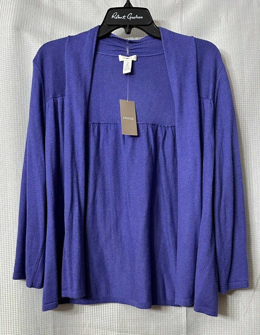 NWT Chicos Womens Soft Ginger Long Sleeve Cardigan Sweater Silk Blend Size 2