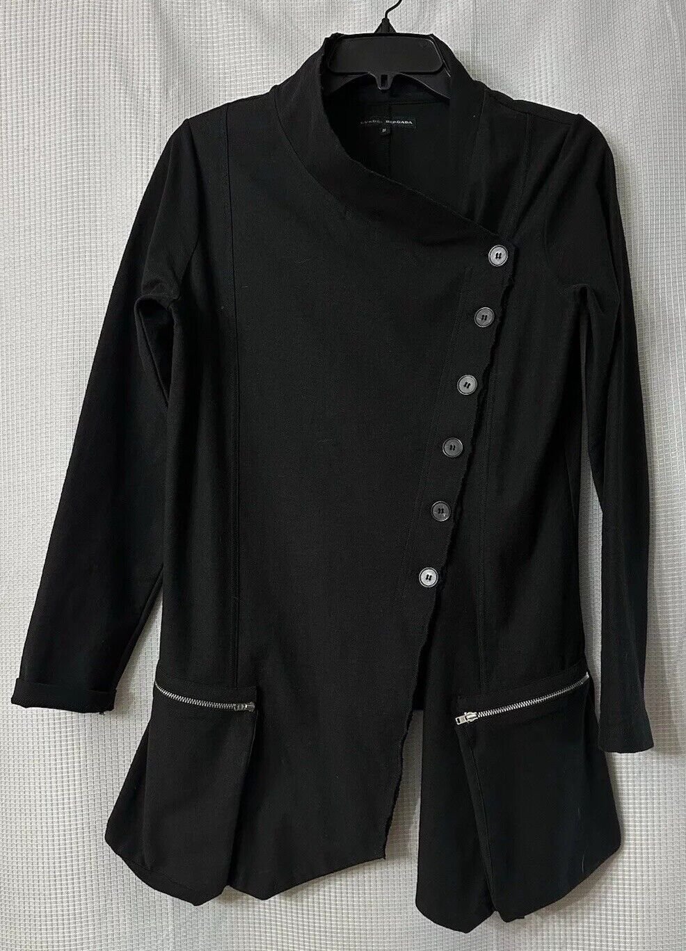 Lurdes Bergada Womens Black Button Light Weight Basic Coat Jacket Size Medium