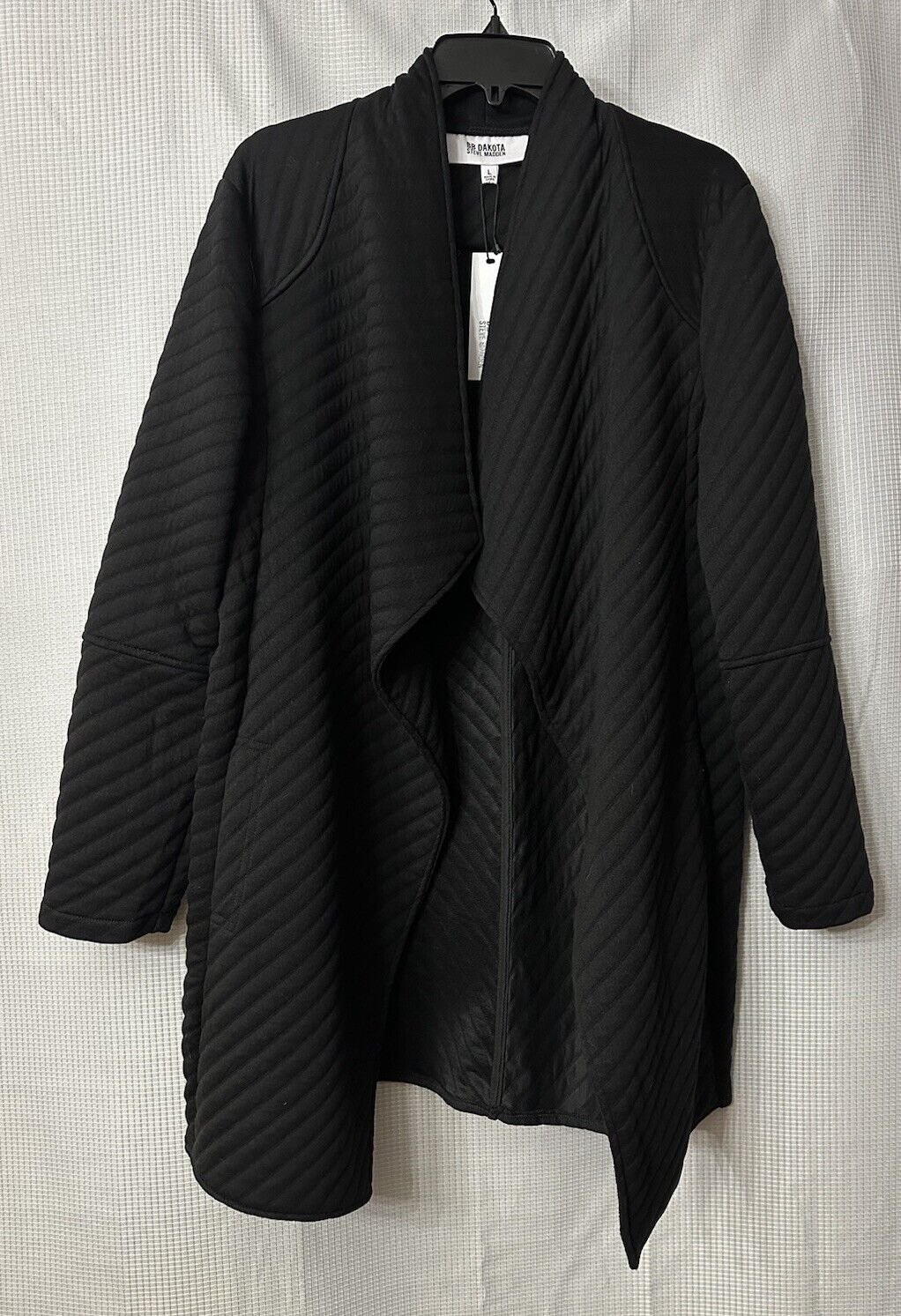 NWT BB Dakota Steve Madden Womens Black Open Front Coat Jacket Size Large