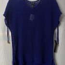 NWT Black Label by Chicos Womens Short Sleeve Blue Open Knit Sweater Top Size 2