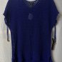 NWT Black Label by Chicos Womens Short Sleeve Blue Open Knit Sweater Top Size 2