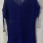 NWT Black Label by Chicos Womens Short Sleeve Blue Open Knit Sweater Top Size 2