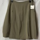 NWT Kate Hill Womens Sage Green Lined Pleated Skirt Size 6P Petites