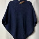NWT Banana Republic Womens Navy Blue Knit Belted Neckline Poncho Size Medium