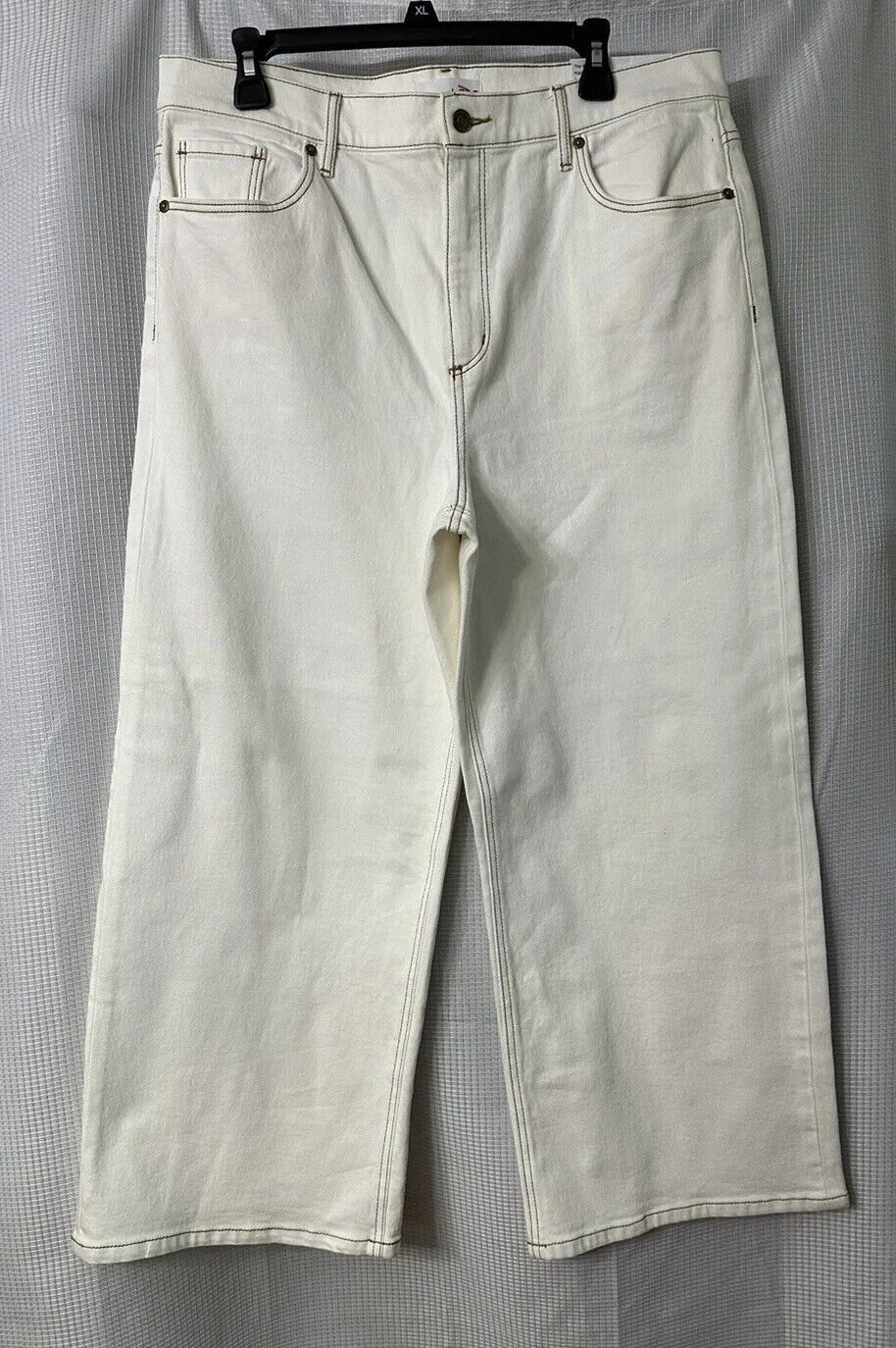 NWT LOFT Ann Taylor Made and Loved Womens White Wide Leg High Rise Jeans Size 32