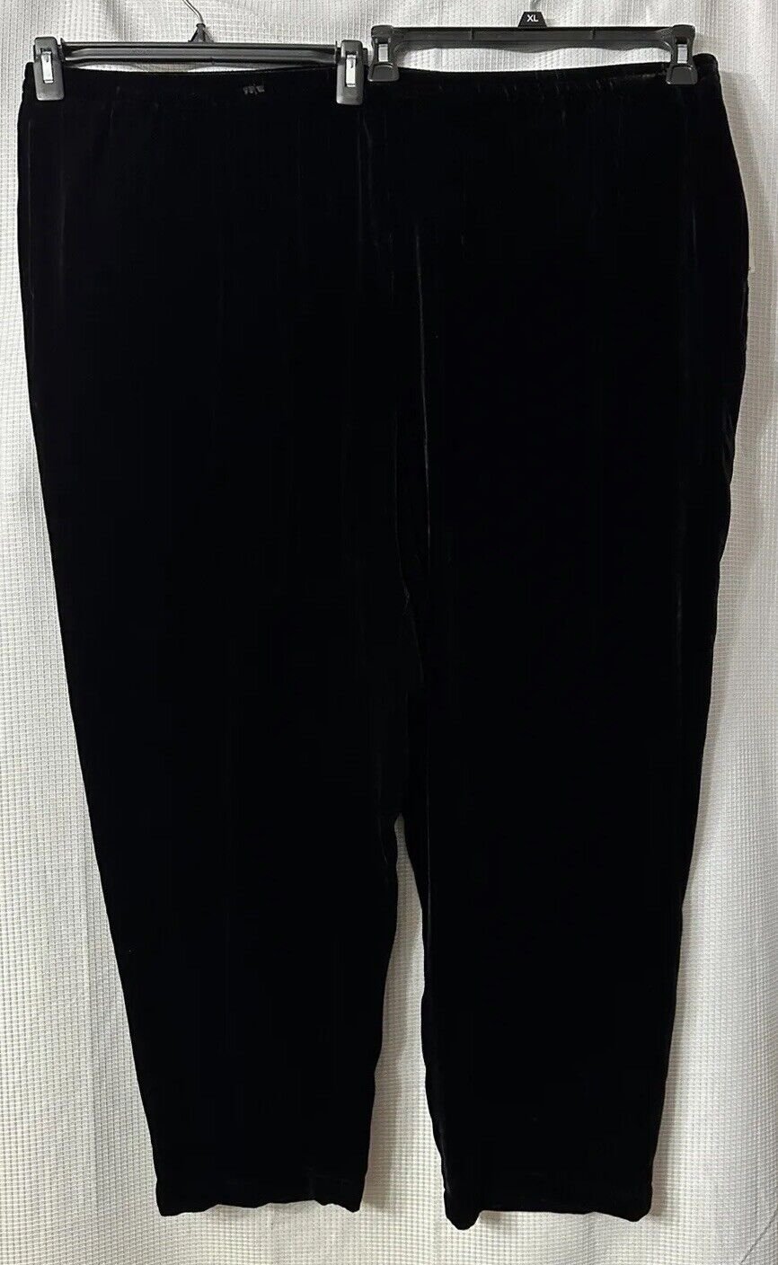 NWT David Dart Womens Casual Black Pull On Velvet Pants Slacks Plus Size 3X