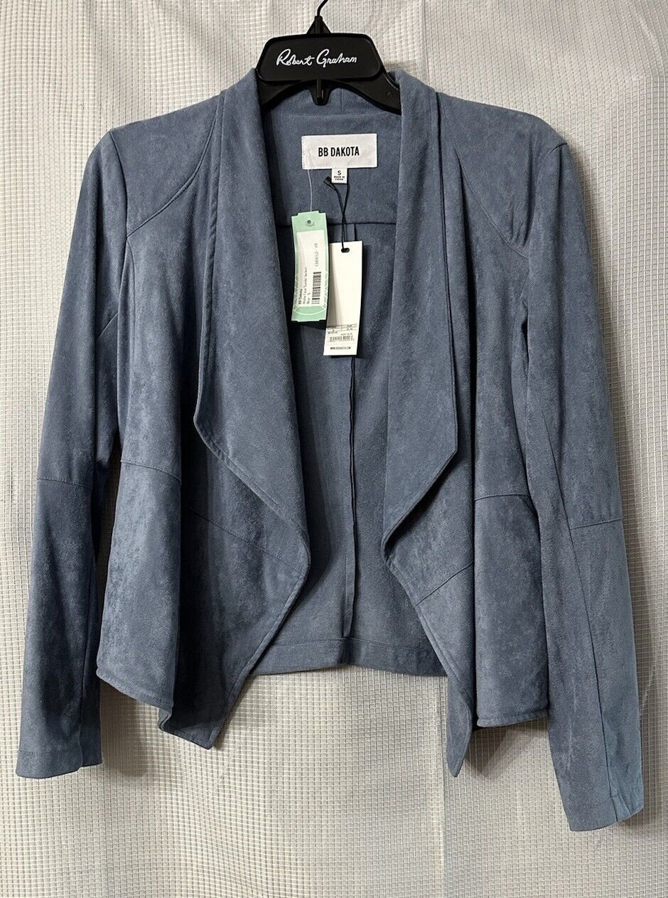 NWT BB Dakota Womens Misha Faux Suede Open Front Jacket Size Small