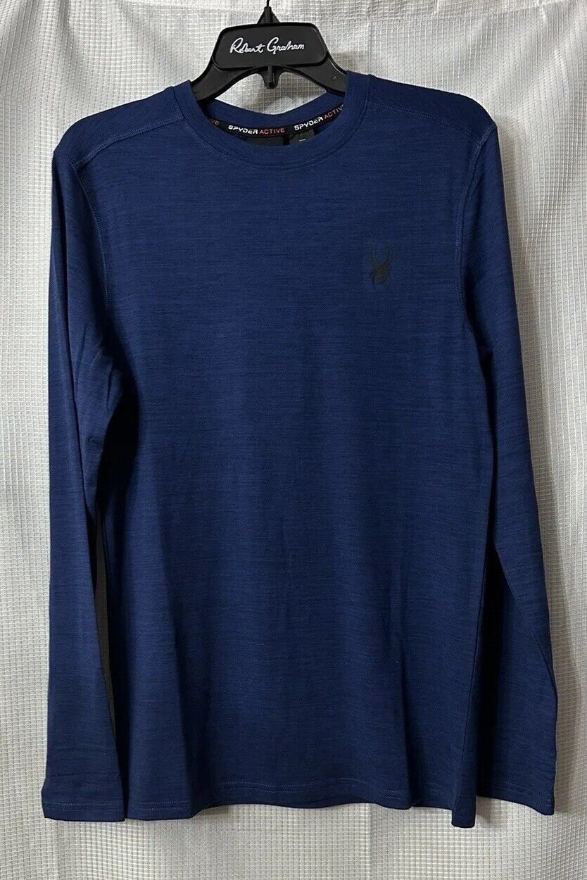 NWT Spyder Active Mens Long Sleeve Quick Dry Breathable Blue Shirt Size Small