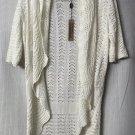 NWT Belldini Womens Short Sleeve Open Front Knit White Top Sweater Size Large