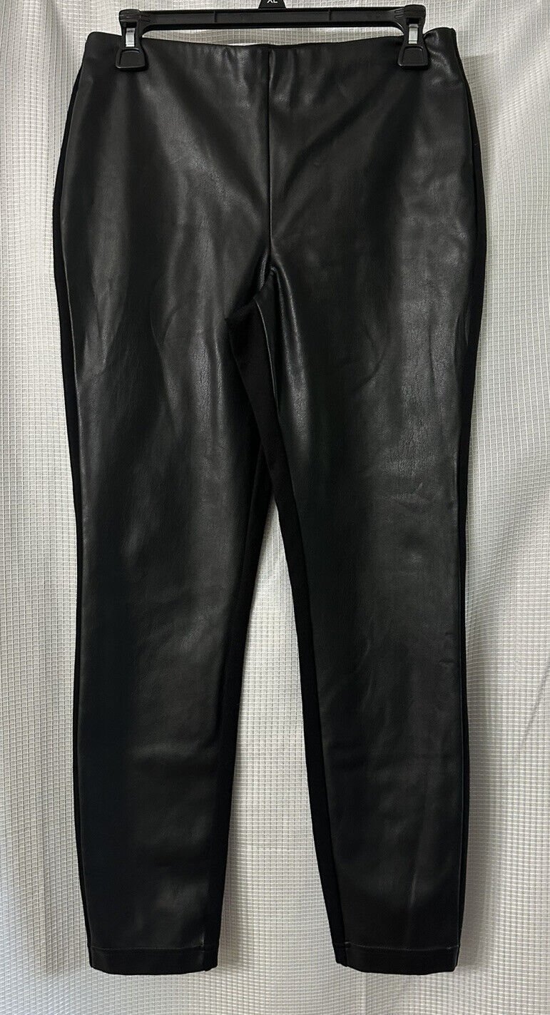 Donna Karan New York Black Label Womens Faux Leather Pants Slacks Size Small