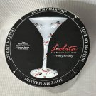NIB Lolita Santa Barbara Design Love My Martini Frostys Party Hand Painted Glass