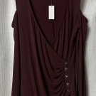 NWT White House Black Market Womens Long Sleeve Surplice Cold Shoulder Top Sz S