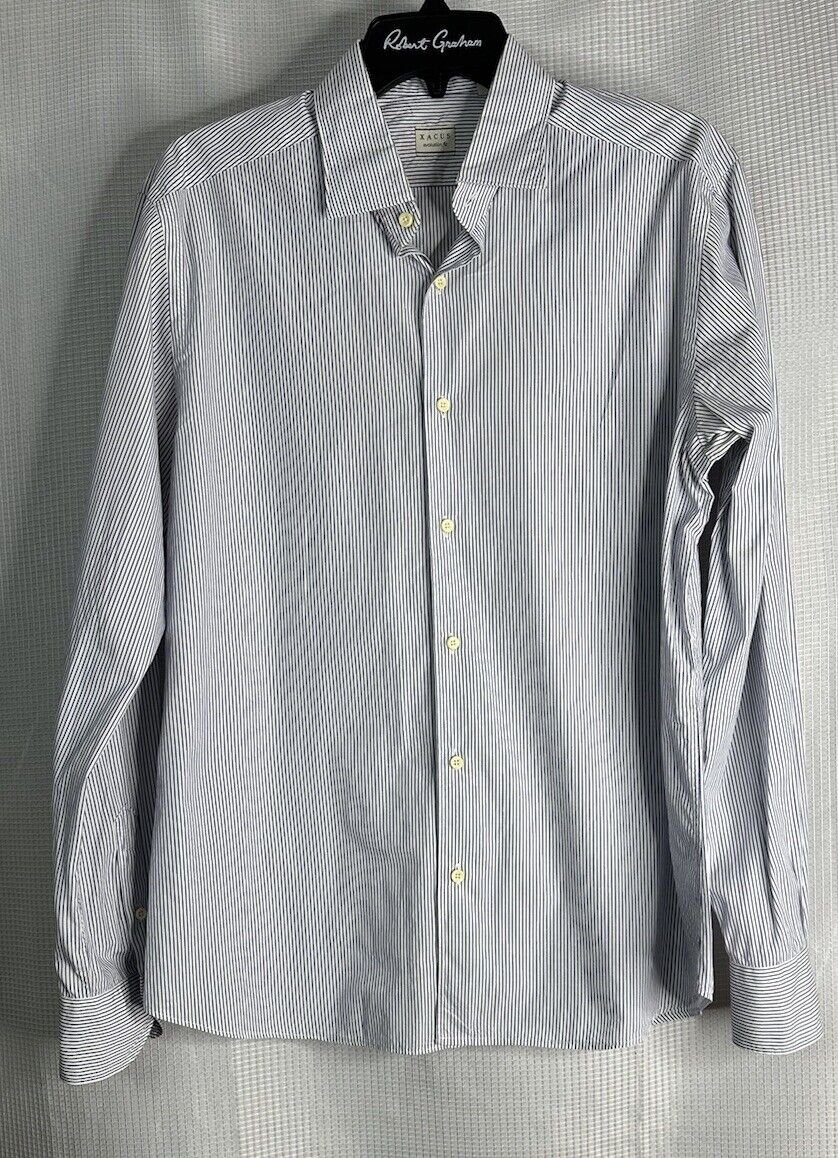 Xacus Evolution Fit Cotonificio Albini Men Long Sleeve Button Dress Shirt 15 3/4