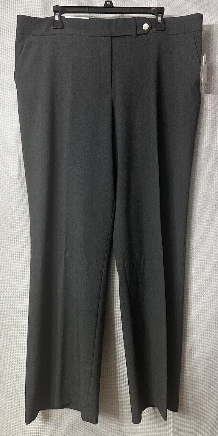 NWT Calvin Klein Womens Gray Classic Fit Wide Leg Lined Dress Pants Slacks 16