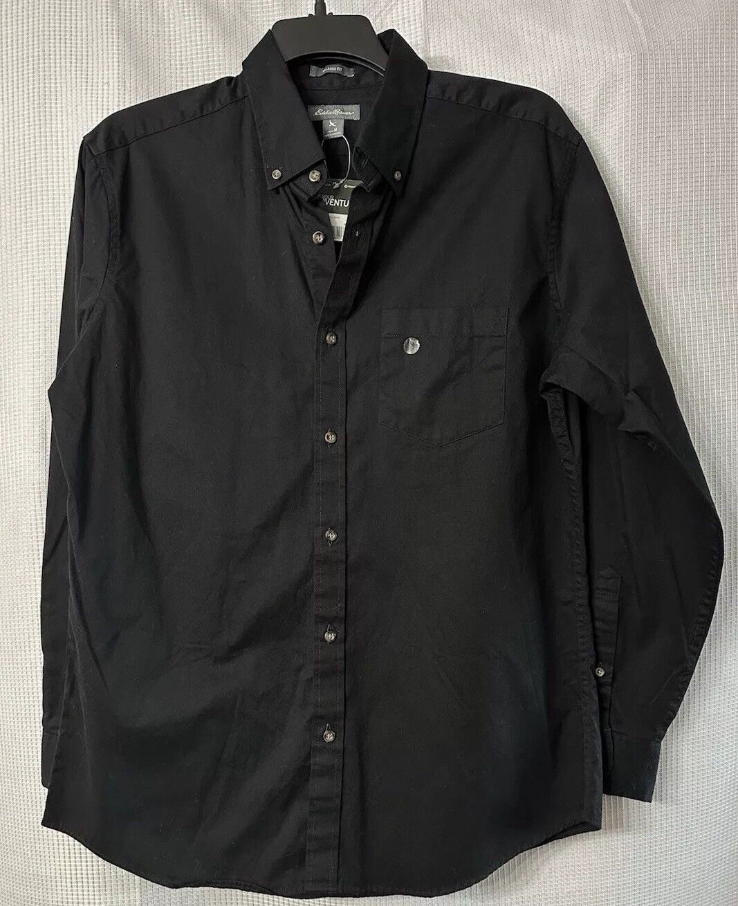 NWT Eddie Bauer Mens Long Sleeve Casual Black Button Twill Shirt Size Medium
