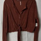 NWT Free People Womens Long Sleeve Tie Front Casual Top Blouse Shirt Size Large