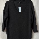 NWT Ann Taylor Womens Elbow Length V Neck Black Pullover Sweater Medium Petite