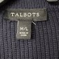 NWT Talbots Womens Blue White Open Front Sleeveless Sweater Top Size M/L