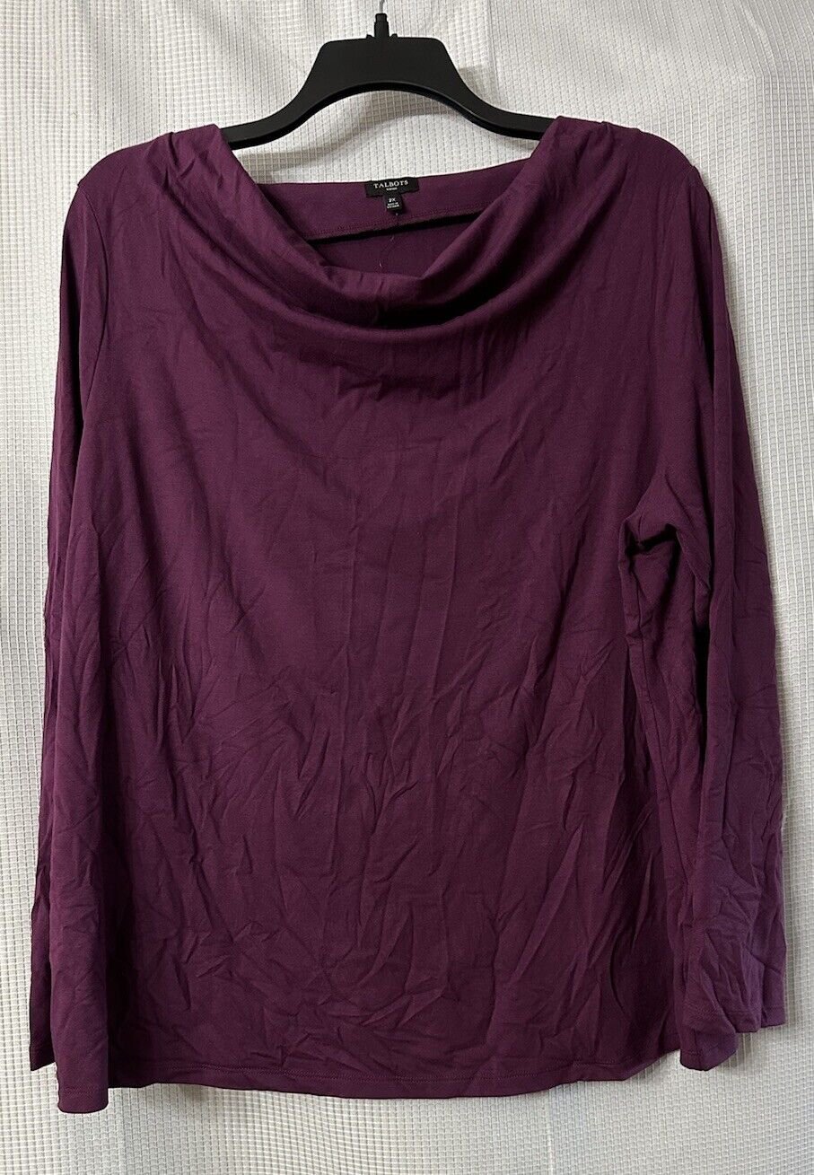 NWT Talbots Womens Long Sleeve Stretch Purple Top Blouse Shirt Plus Size 2X