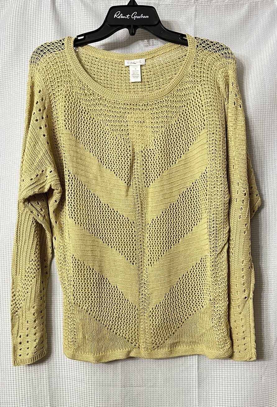 NWT Cache Womens Long Sleeve Honeycomb Rayon Knit Casual nSweater Size Medium