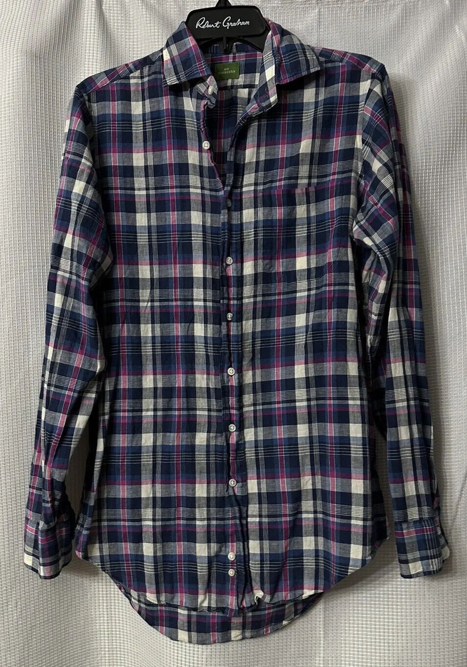 Sid Mashburn Mens Long Sleeve Button Front Knit Plaid Shirt Size Small EUC