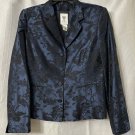 Paule Vasseur Womens Slik Blend Jacket Blazer Blue Black Floral Birds Size 40