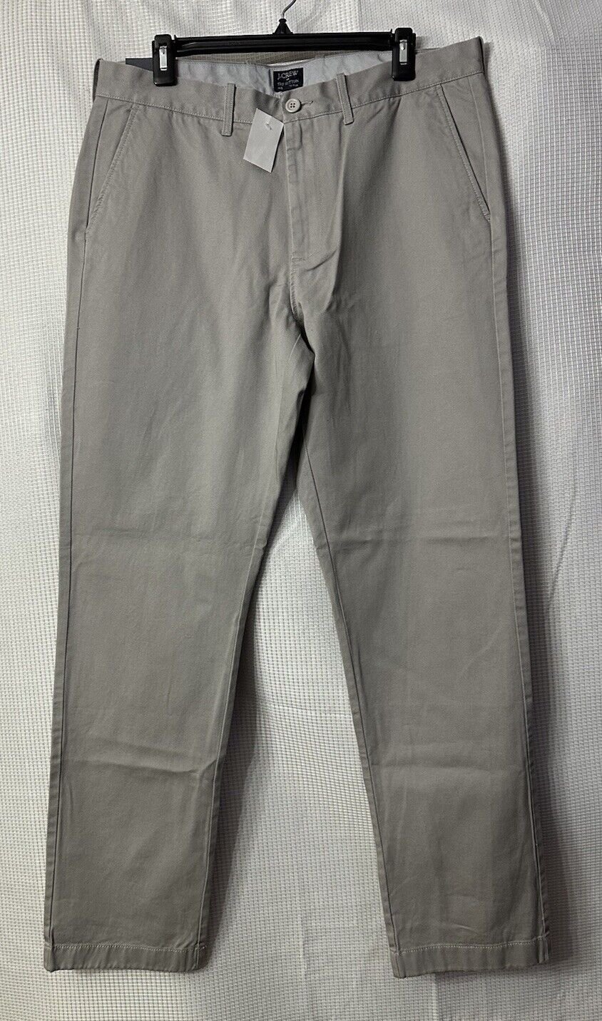 NWT J. Crew The Sutton Slim Fit Gray Mens Casual Slacks Pants Trousers 34x32