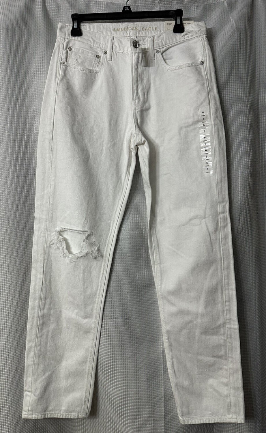NWT American Eagle Womens White 90s Staight Denim Jeans Size 6 Long 28W
