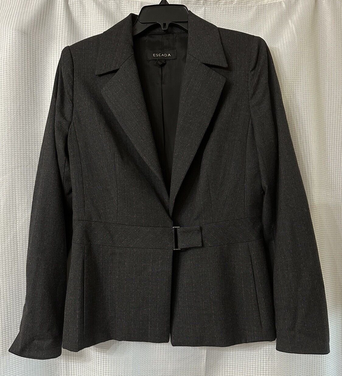 ESCADA Womens Gray Wool Blend Dress Pant Suit Set Blazer Jacket Size 40 EUC