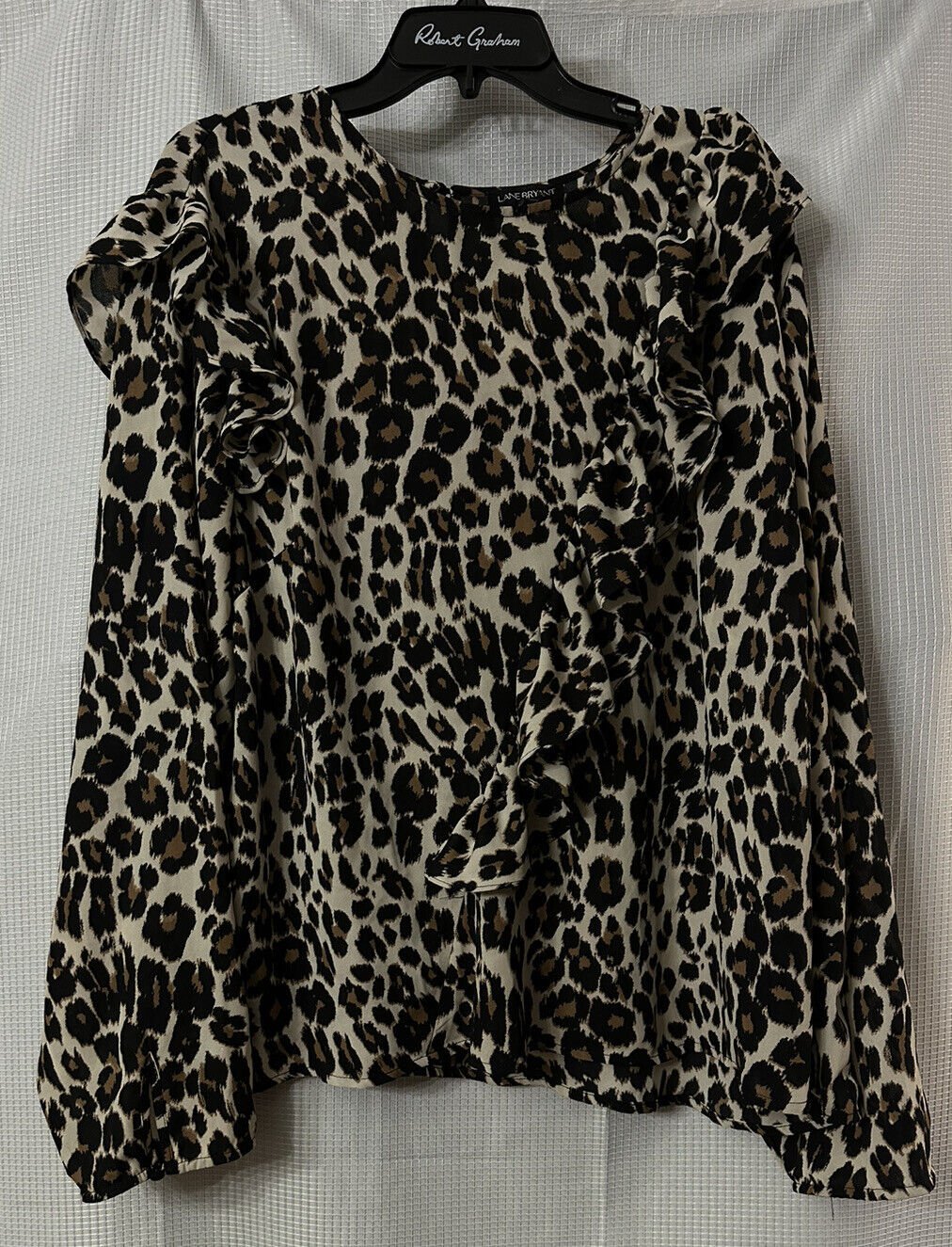 NWT Lane Bryant Womens Long Sleeve Leopard Print Top Blouse Shirt Plus Size 26
