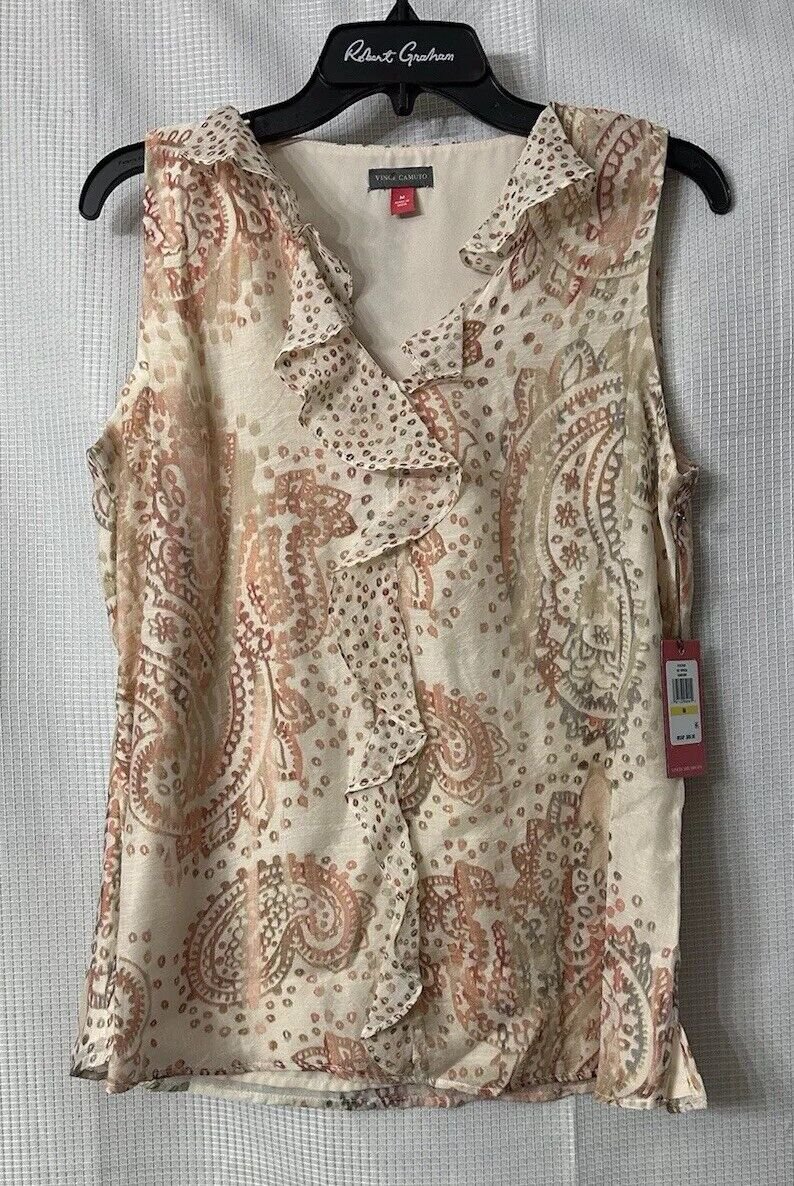 NWT Vince Camuto Womens Lined Pullover Sleeveless Tank Top Blouse Shirt Size M