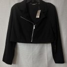 NWT Chicos Black Label Womens Cropped Long Sleeve Moto Zipped Jacket Coat Size 2