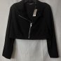 NWT Chicos Black Label Womens Cropped Long Sleeve Moto Zipped Jacket Coat Size 2