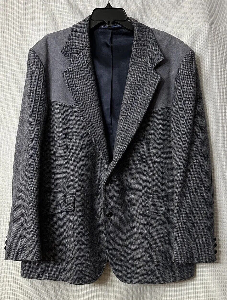 Vintage Pendleton Mens Two Button Blue Wool Blazer Jacket Coat Size 46 EUC