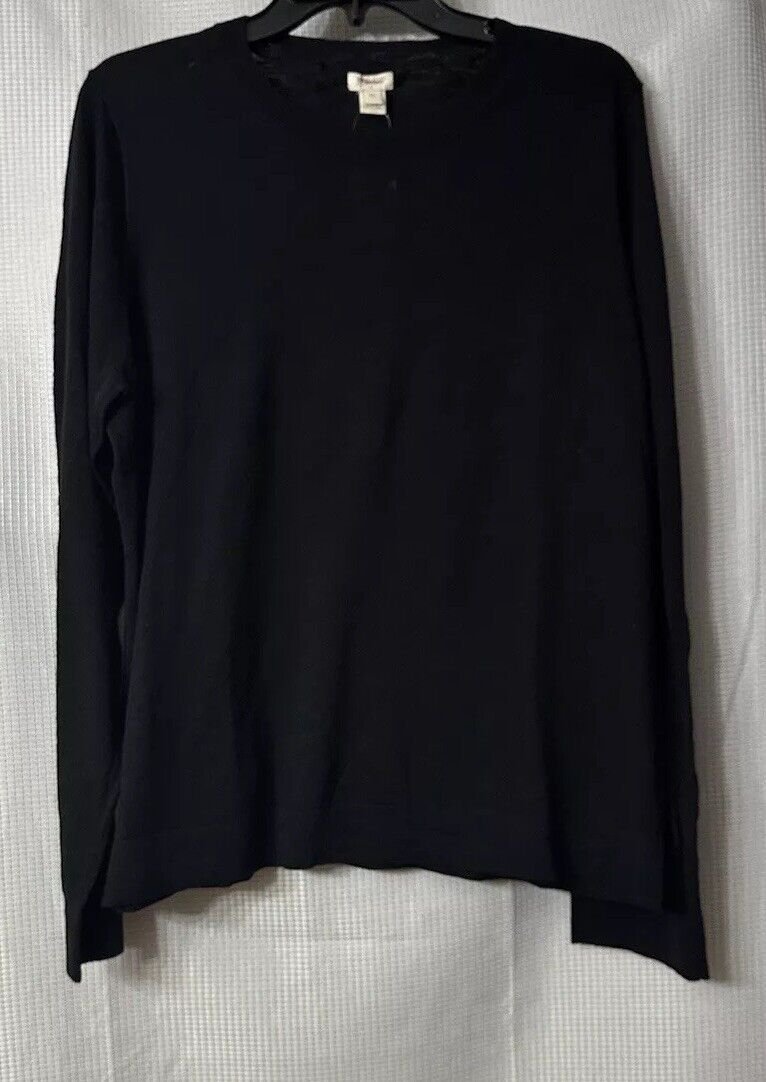NWT J.Crew Womens Long Sleeve Casual Pullover Black Top Blouse Shirt Plus 2XL