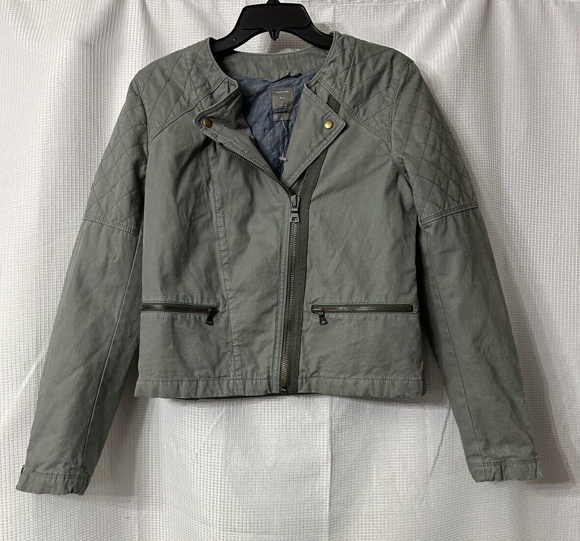 NWT Gap Womens Gray Long Sleeve Zip Front Lined Warm Jacket Coat Size 12