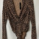 NWT Lulus Womens Long Sleeve Leopard Print Bodysuit Size Medium