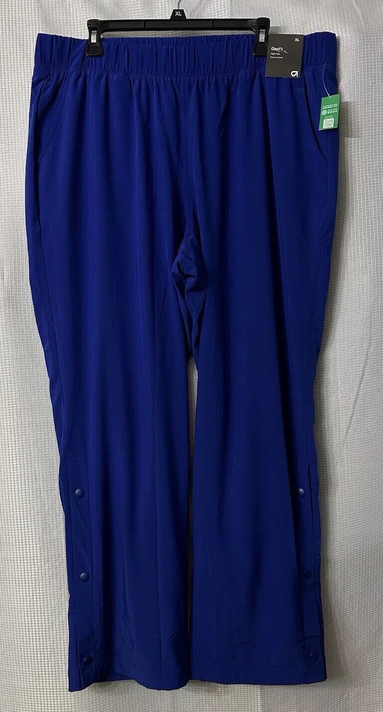 NWT Gap Fit Womens High Rise Fleece Lined Pull On Active Blue Pants Size XL