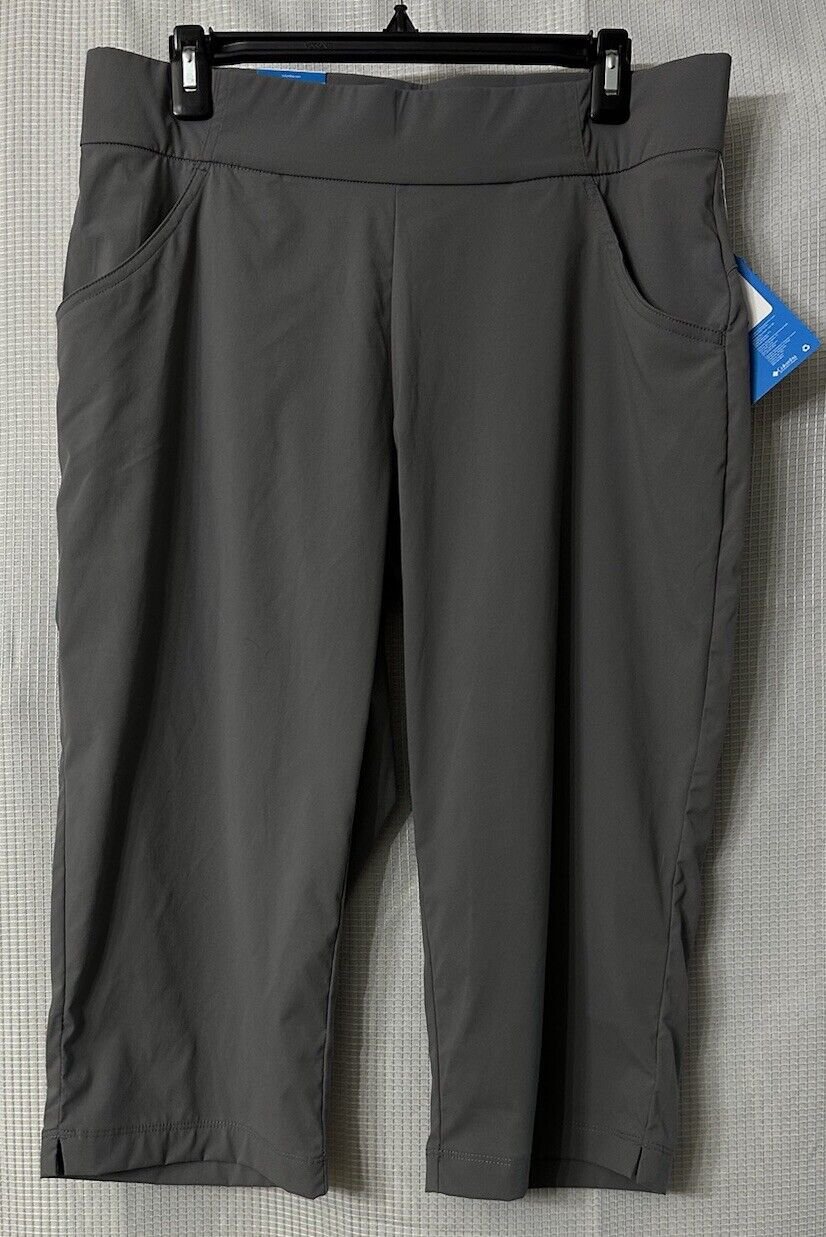 NWT Columbia Womens Gray Active Fit Capri Crop Stretch Pants Size Large