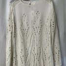 NWT Chicos Womens Long Sleeve White Novelty Eyelit Mix Tunic Top Blouse Size 2