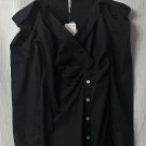 NWT Free People Womens Long Sleeve Black V Neck Button Top Blouse Shirt Size M