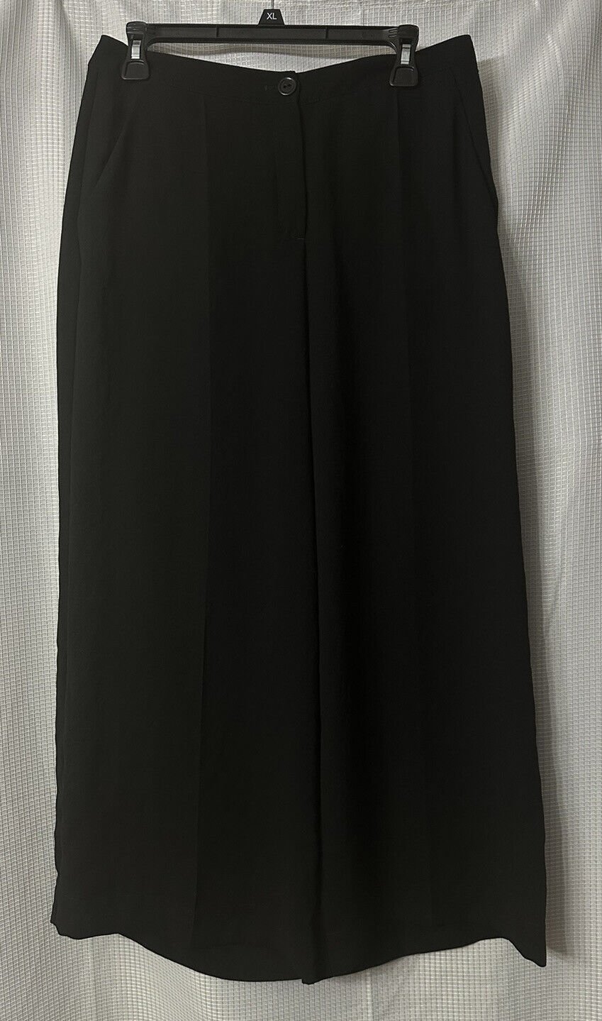 EUC Cotelac Womens Casual Wide Leg Cropped Black Pants Slacks Trousers Size 1