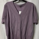 NWT Arach & Cloz Womens Short Sleeve Button Front Purple Sweater Top Size XL