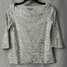 NWT Banana Republic Womens 3/4 Sleeve Sequin Lined Top Blouse Shirt Size 8
