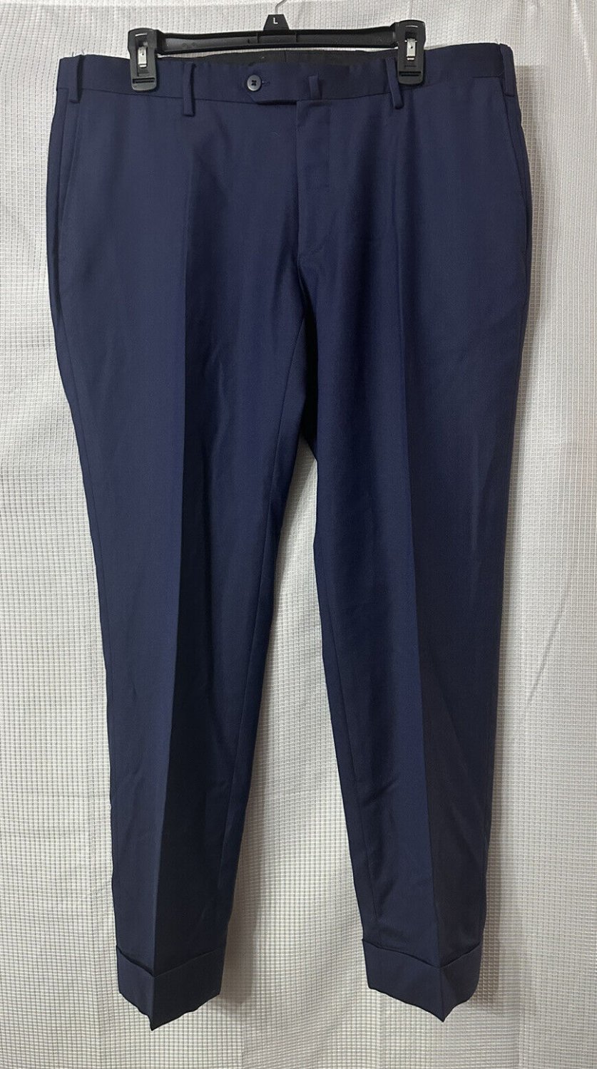Hackett Mayfair Mens Wool Cuffed Leg Blue Dress Pants Slacks Italy Size 50