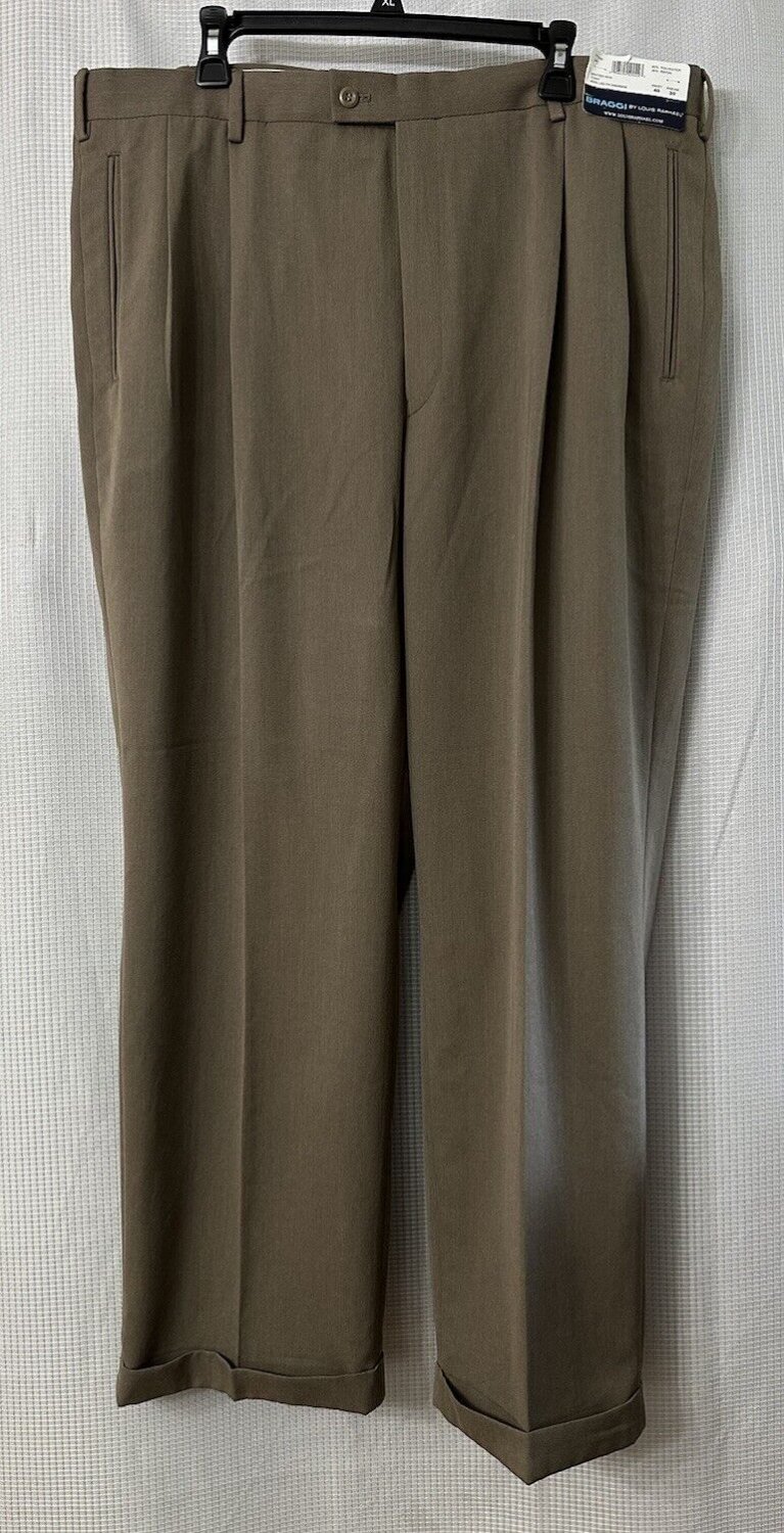 NWT Braggi by Louis Raphael Mens Pleated Cuffed Dress Pants Slacks Size 40x30